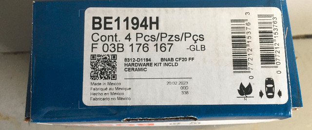 Bosch ceramic rear brake pads NEW BE 1194H in Other Parts & Accessories in Prince George - Image 3