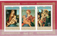 BURUNDI. Feuillet Rouge avec 3 timbres intégrés "X-mas/NOËL 1972
