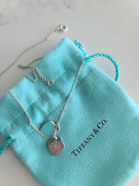 Like new Tiffany Silver/ Diamond Heart Necklace