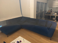 Blue velour couch