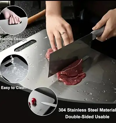 SALE Dual-Sided Stainless Steel Kitchen Cutting Board Food Safe, View more