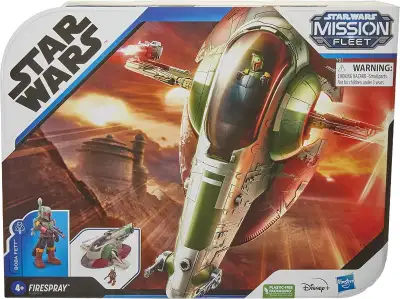 New in sealed box, direct from Hasbro. Star Wars Mission Fleet Boba Fett and Fire Spray vehicle. Com...