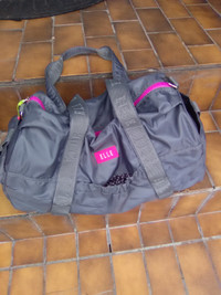 Elle Gray And Pink Nylon Duffle Bag
