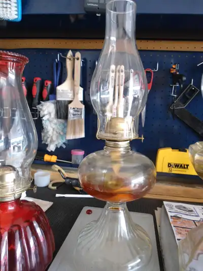 CLEAR PEDESTAL OIL LAMP, View more