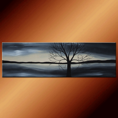 Peaceful Mist 46”x16” Original Art Hand-Painted Abstract Tree, View more