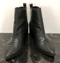 Black Studded Western Style Booties
