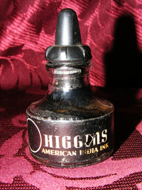 Higgins American India Ink Bottle with Paper Label - 1950's