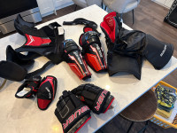 Youth hockey equipment and bag
