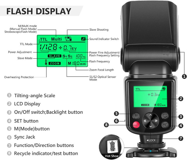 Neewer NW-670 TTL Flash Speedlite with LCD Display for Canon 7D in Arts & Collectibles in Markham / York Region - Image 2