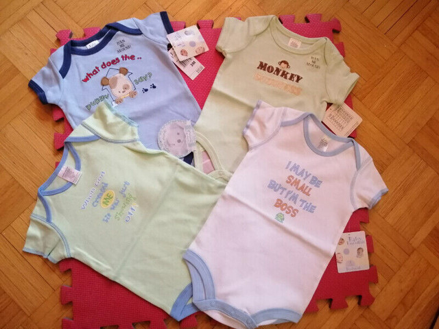 NEW: Set of 4 Baby Essentials Bodysuits (2 x 3 mths, 2 x 9 mths) in Clothing - 6-9 Months in Mississauga / Peel Region - Image 4