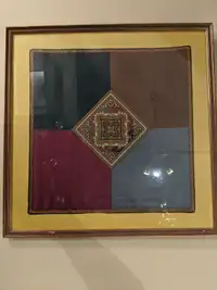 Framed Vintage Silk Handkerchief