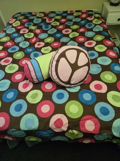 Polka dot bedding with matching curtains, View more