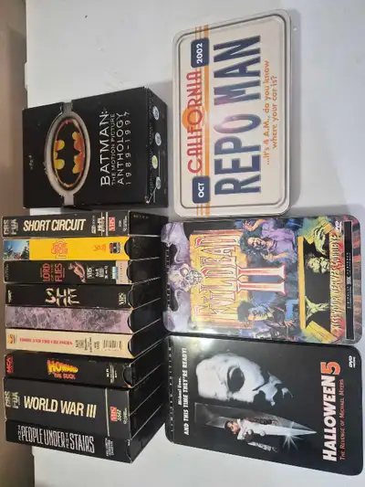 Variety of VHS and DVD - $20 each People under the stairs $20 She - $20 Howard the duck -$20 Short c...