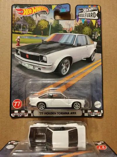 New Hot Wheels Premium Boulevard 1977 Holden Torana A9X 1/64 diecast car with Real Riders $15 ea.