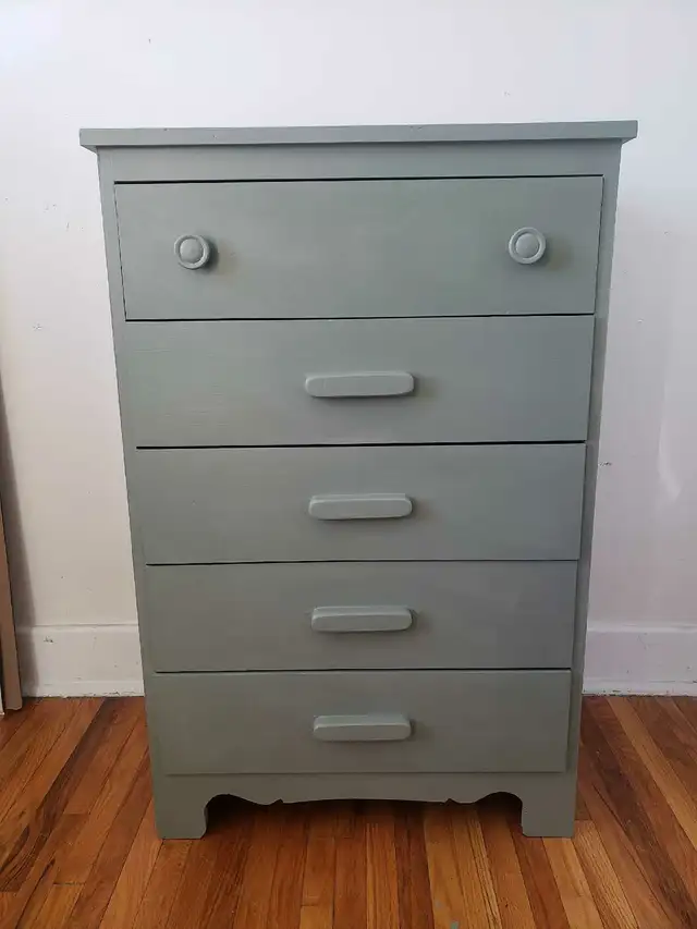 Refinished Solid Wood Muted Sage Vintage Tallboy in Dressers & Wardrobes in Kingston - Image 4