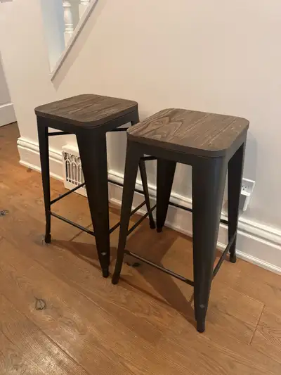 Two Metal Bar Stools, View more