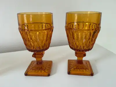 Pair of 1970's Indiana Glass Mt. Vernon water goblets, View more