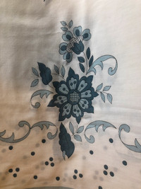 Vintage Tablecloth Blue Floral Motif