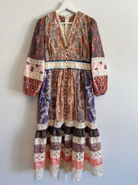 Boho crochet midi dress in printed Colors Medium