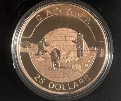 2014 $25 The Igloo 1OZ 99.99% Pure Silver Coin XRARE GOLD PLATED, View more