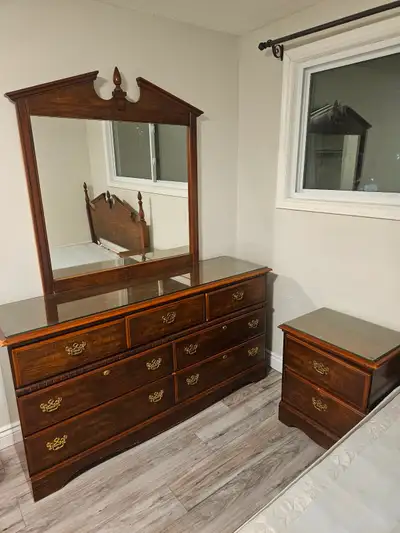 Queen size bed frame with headboard and box, View more