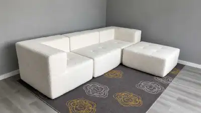 5 Seater Gorgeous Modern White Modular Sectional Sofa + Ottoman, View more