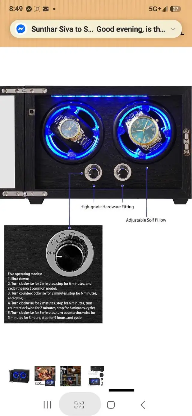 Lenway Watch Winder with Quiet Motor, Automatic Watch Winder Fou in Jewellery & Watches in Markham / York Region - Image 6