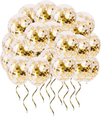 60pcs 12 Inch Helium Balloons with Golden Paper Confetti Dots