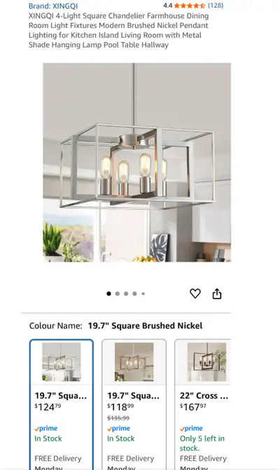 XINGQI 4-Light Chandelier Brand New, View more