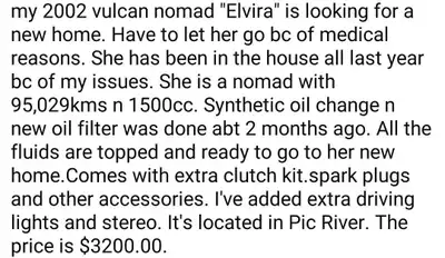 Please see attached picture for more info on this bike,plz! But Elvira needs a new home n she is loc...