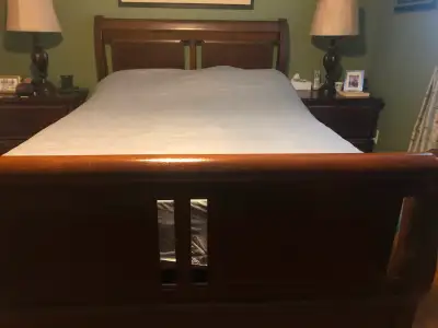 Queen “Sleigh” Bed and frame, View more