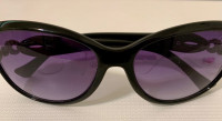 Black Aviator Style Sun Glasses with Rhinestones