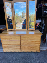 Solid maple 3/4 inch hand made dresser with nice mirror