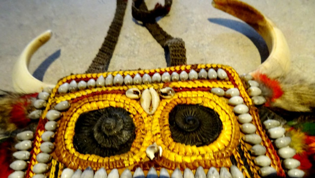 unique TRIBAL ART breastplate HORNS shells FEATHERS Papua in Arts & Collectibles in Cambridge - Image 3