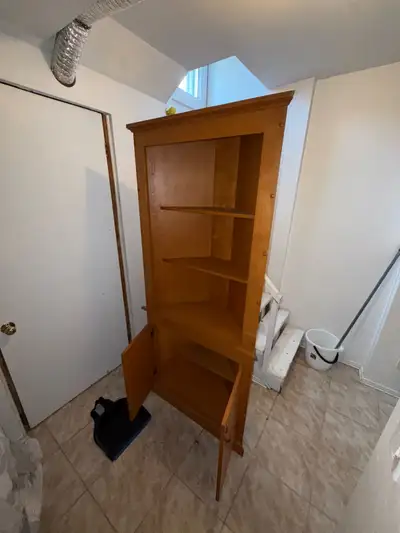 Corner Wooden Cabinet / Shelf Unit – 6’2 Tall, View more