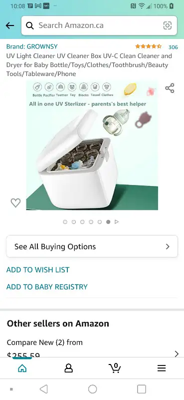 Grownsy UV light cleaner sterilizer. Brand new., View more