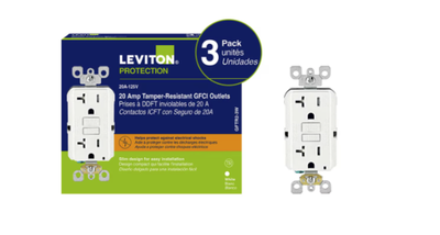 Leviton Decora 20 Amp Tamper-Resistant Slim GFCI Receptacle, View more