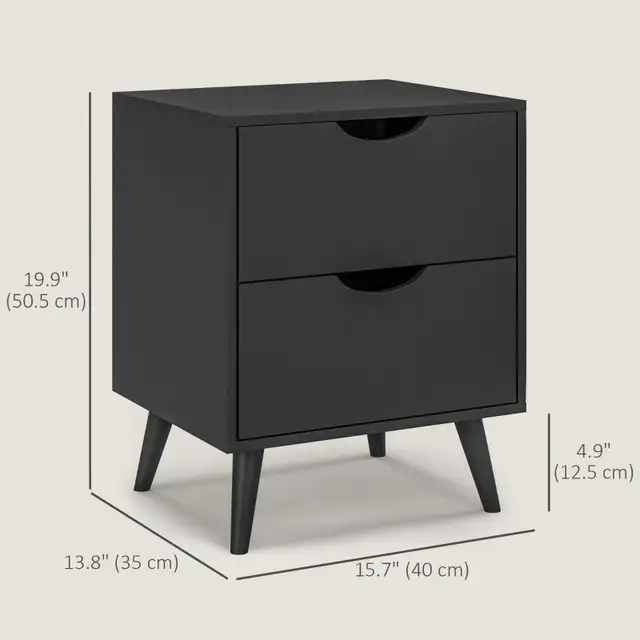 Modern Bedside Table, Nightstand with 2 Drawers and Pine Wood Le in Dressers & Wardrobes in Markham / York Region - Image 3