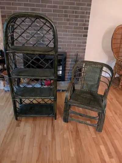 Wicker rattan osier rotin bibliotheque bookshelf, View more