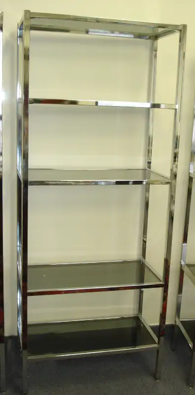 1 ETAGERE EN METAL CHROME 5 TABLETTES CHROME GLASS SHELF, View more