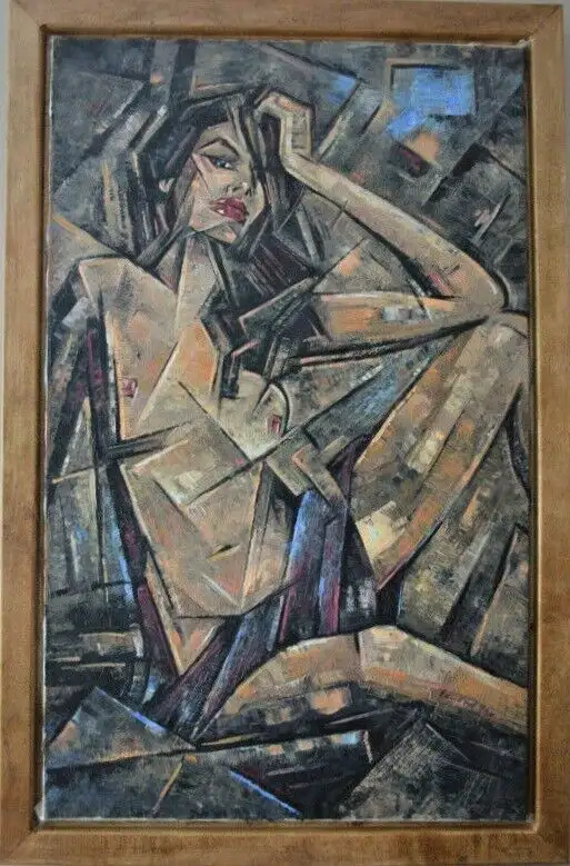 LARGE CUBIST NUDE OIL ON CANVAS PAINTING MINT CONDITION in Arts & Collectibles in Gatineau - Image 4