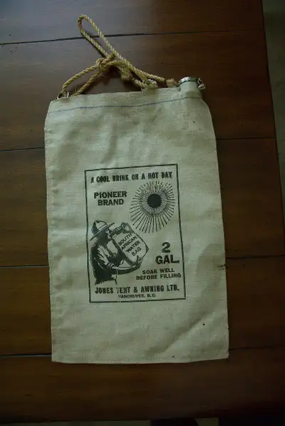 Vintage Pioneer Brand canvas 2 gallons water bag, View more
