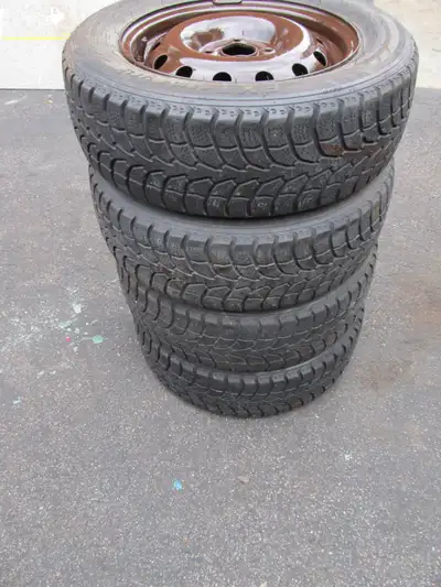 Set of 4 Winter tires on rims. 14-inch (5.5J x 14) 4x100. Was mounted on Hyundai Accent 2014 fits ot...