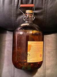  Vintage amber 5 quart? Wine jug/bottle made in Canada