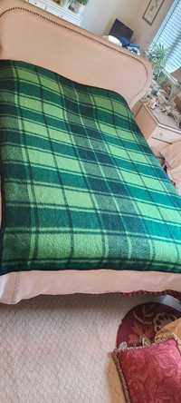 Vintage Wool Plaid Queen Blanket - Great for Camping, etc.