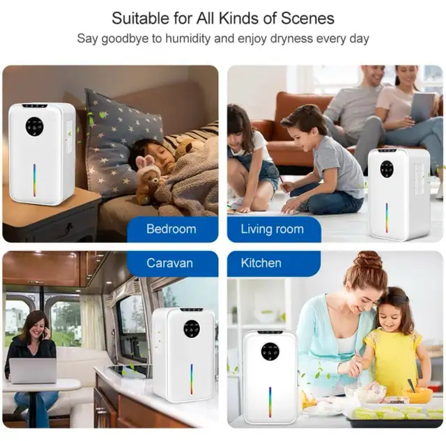 1L/Day Small Dehumidifier with LED Display, Timer, 2.5L Water Ta in Home Décor & Accents in Ottawa - Image 5
