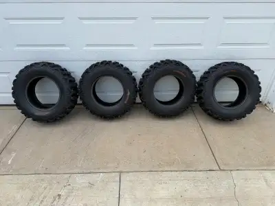 Set of 4, 2x 28x9R14 and 2x 28x11R14 Used on Polaris ATV, no plugs or patches. All holding air prior...