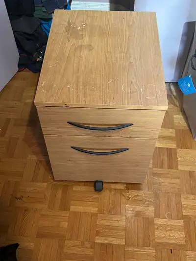 Wooden filing cabinet on wheels, View more