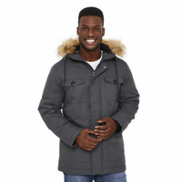Brand New Mens Grey Military Parka Faux Fur Winter Jacket Coat