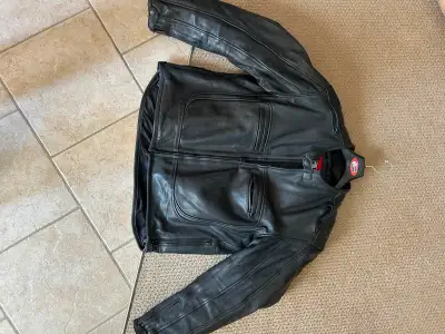 Men’s leather motorcycle jacket with armour, View more